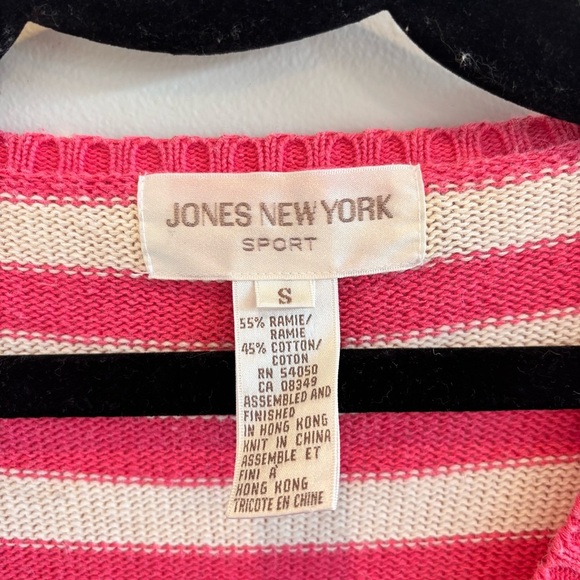 Jones New York Sport Vintage Pink & White Striped Tunic V-neck Women's Sweater S - Picture 4 of 8